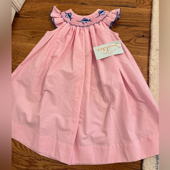 Southern Sunshine The Swordfish Smocked Light Pink Gingham Bishop Dress NWT - Picture 7 of 10